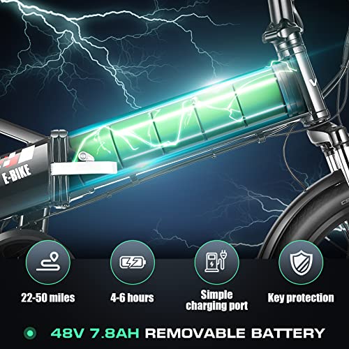 Vivi 20" Folding Electric Bike 500W Folding Ebike Electric Bike for Adult, Foldable Electric Bikes Adult Electric Bicycles with 48V 7.8AH Removable Battery, Shimano 7 Speed Electric Commuter Bike