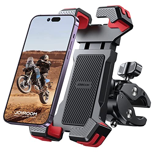 JOYROOM Motorcycle Phone Holder Mount, [1s Lock] Bike Phone Holder with Quick Install Handlebar Clamp, for Bicycle Scooter ATV/UTV, Fit for iPhone 14 Pro Max/13/12, Samsung Galaxy S23 and All Phones