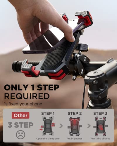 JOYROOM Motorcycle Phone Holder Mount, [1s Lock] Bike Phone Holder with Quick Install Handlebar Clamp, for Bicycle Scooter ATV/UTV, Fit for iPhone 14 Pro Max/13/12, Samsung Galaxy S23 and All Phones