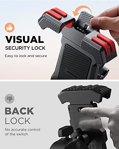 JOYROOM Motorcycle Phone Holder Mount, [1s Lock] Bike Phone Holder with Quick Install Handlebar Clamp, for Bicycle Scooter ATV/UTV, Fit for iPhone 14 Pro Max/13/12, Samsung Galaxy S23 and All Phones