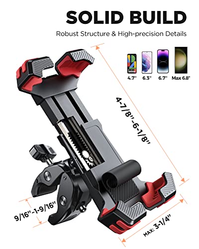 JOYROOM Motorcycle Phone Holder Mount, [1s Lock] Bike Phone Holder with Quick Install Handlebar Clamp, for Bicycle Scooter ATV/UTV, Fit for iPhone 14 Pro Max/13/12, Samsung Galaxy S23 and All Phones