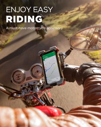 JOYROOM Motorcycle Phone Holder Mount, [1s Lock] Bike Phone Holder with Quick Install Handlebar Clamp, for Bicycle Scooter ATV/UTV, Fit for iPhone 14 Pro Max/13/12, Samsung Galaxy S23 and All Phones