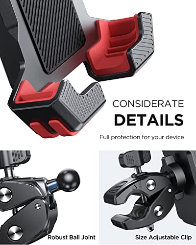 JOYROOM Motorcycle Phone Holder Mount, [1s Lock] Bike Phone Holder with Quick Install Handlebar Clamp, for Bicycle Scooter ATV/UTV, Fit for iPhone 14 Pro Max/13/12, Samsung Galaxy S23 and All Phones