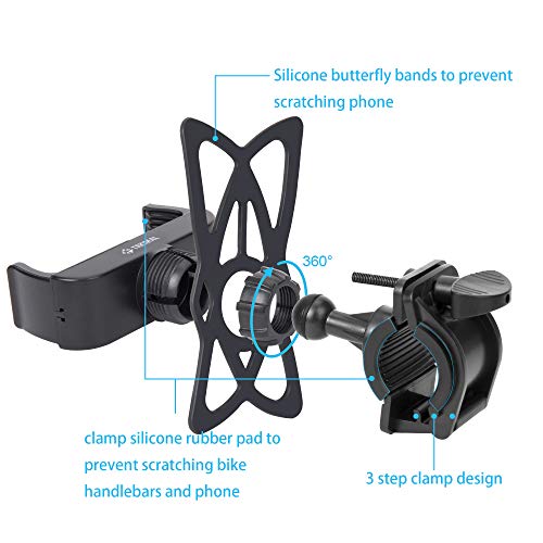 TRKIMAL Bike Phone Mount Universal Adjustable Cell Phone Holder for Bicycle Motorcycle Compatible with iPhone Max Xr Xs X Pro 12 11 8 7 Plus, Galaxy S20 S10 S9 S8 S7 Edge Note 10 9 8 7