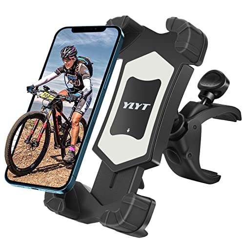 YLYT A1 Bike Phone Holder, Motorcycle Phone Mount – Bicycle Handlebar Cell Phone Clamp, Scooter Phone Clip for iPhone 14 Plus Pro Max, 13 Pro Max, Galaxy S22， S21，and 4.7-6.8 inches Smartphones