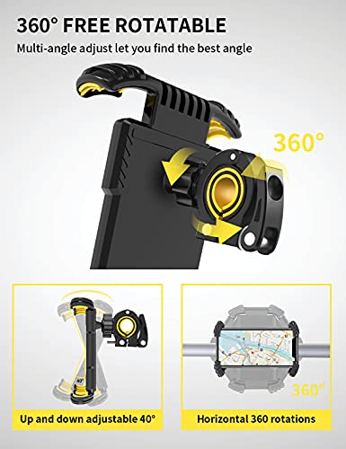 GLSLEOPER Bike Phone Mount Holder, 360° Rotatable Adjustable Anti-Shake Bicycle Motorcycle Phone Mount, Motorcycle Handlebar Phone Clamp Compatible with 4.7"-7.0" Smartphones