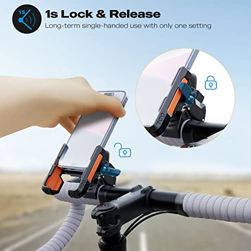 visnfa Upgraded Bike Phone Mount Holder,[1S Quick Release][Camera Friendly] Motorcycle Phone Mount,360°Rotatable,Suitable for Handlebar Diameter 0.866"-1.77" and More 4.5"-7.0" Smartphone