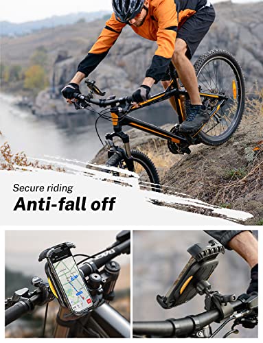 LISEN Bike Motorcycle Phone Mount Holder[Super Stable], Bike Phone Mount Holder, [Upgraded Clip] Phone Holder for Bike Motorcycle, Fit for 18-50mm Handlebars, All 4.7"-7.1" Cellphone