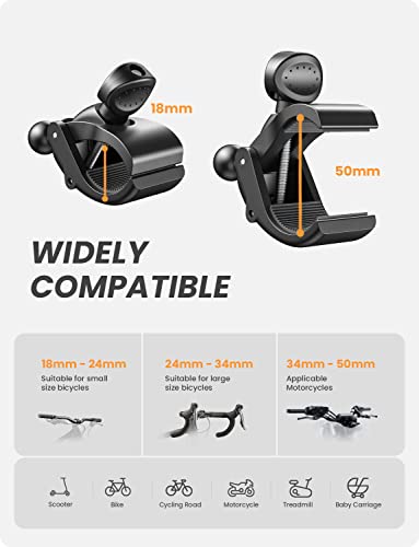 LISEN Bike Motorcycle Phone Mount Holder[Super Stable], Bike Phone Mount Holder, [Upgraded Clip] Phone Holder for Bike Motorcycle, Fit for 18-50mm Handlebars, All 4.7"-7.1" Cellphone