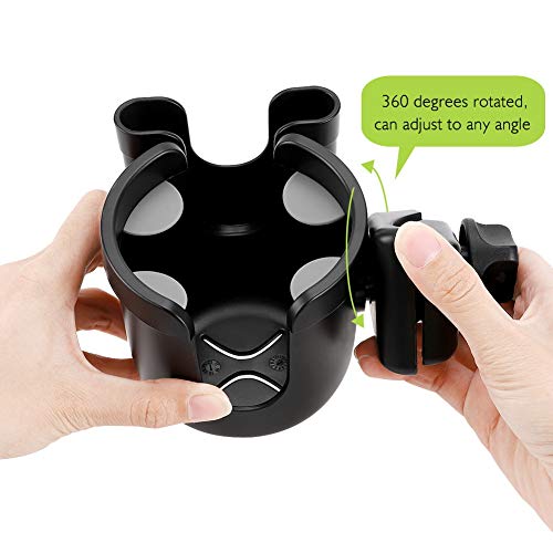 Accmor Stroller Cup Holder with Phone Holder, Bike Cup Holder, Cup Holder for Uppababy Stroller, 2-in-1 Universal Cup Phone Holder for Stroller, Bike, Wheelchair, Walker, Scooter, Black