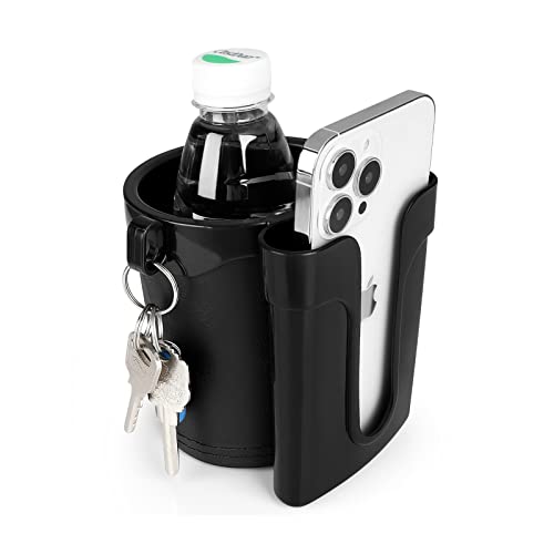 Accmor 3-in-1 Bike Cup Holder with Cell Phone Keys Holder, Bike Water Bottle Holders,Universal Bar Drink Cup Can Holder for Bicycles, Motorcycles, Scooters,Black