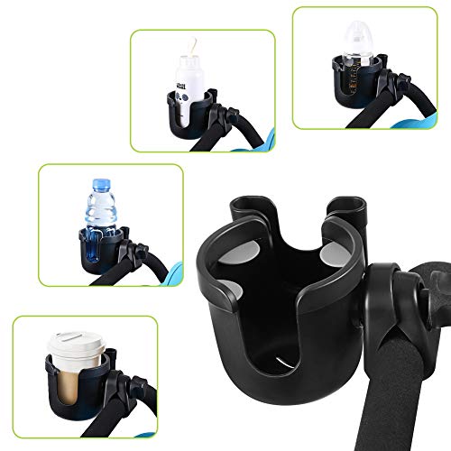 Accmor Stroller Cup Holder with Phone Holder, Bike Cup Holder, Cup Holder for Uppababy Stroller, 2-in-1 Universal Cup Phone Holder for Stroller, Bike, Wheelchair, Walker, Scooter, Black