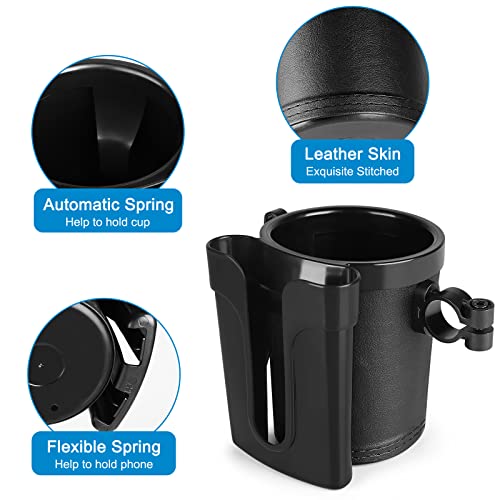Accmor 3-in-1 Bike Cup Holder with Cell Phone Keys Holder, Bike Water Bottle Holders,Universal Bar Drink Cup Can Holder for Bicycles, Motorcycles, Scooters,Black