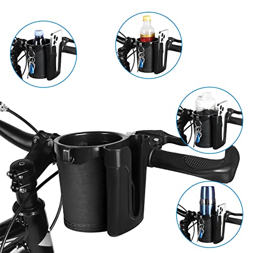 Accmor 3-in-1 Bike Cup Holder with Cell Phone Keys Holder, Bike Water Bottle Holders,Universal Bar Drink Cup Can Holder for Bicycles, Motorcycles, Scooters,Black