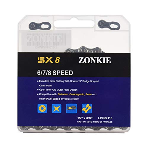 ZONKIE Bike Chain - 6/7/8 Speed, 116 Links