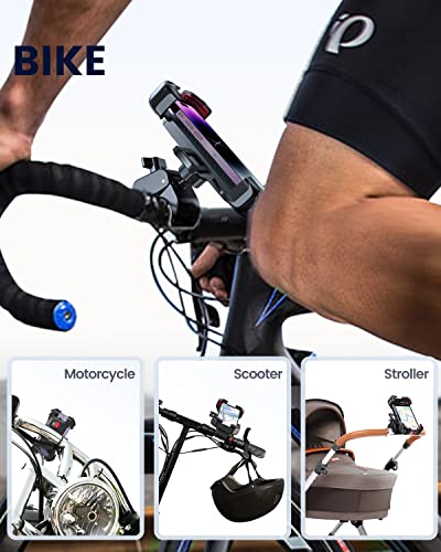 JOYROOM Motorcycle Phone Mount, [1s Auto Lock][100mph Military Anti-Shake] Phone Holder for Bicycle, [10s Quick Install] for Handlebar Mount, Compatible with iPhone, Samsung, All Cell Phone