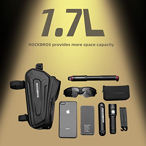 ROCKBROS Bike Bag Phone Mount Bag, Bike Accessories, EVA Waterproof Bike Phone Holder Bike Phone Bag, Front Frame Bag Top Tube Handlebar Bags Bicycle Accessories Pouch with Rain Cover Compatible Phones Under 6.8”