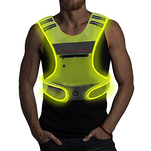 LED Reflective Cycling Vest with Pouch & USB