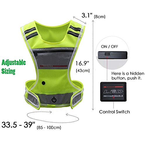 LED Reflective Cycling Vest with Pouch & USB