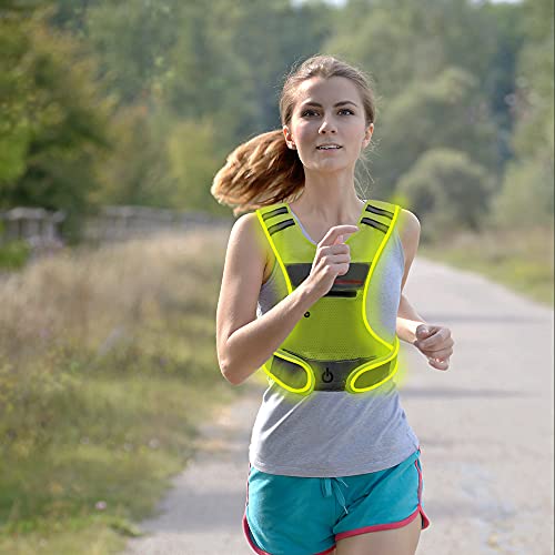 LED Reflective Cycling Vest with Pouch & USB
