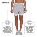 Nautica Women's Compression Biker Shorts, Grey White