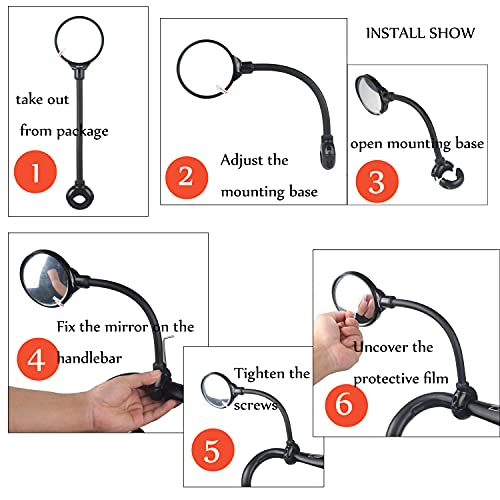 Universal Shockproof Bike Mirror, Wide-Angle Convex View