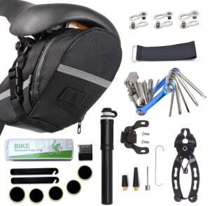11-in-1 Bike Repair Tool Kit with Pump & Saddlebag