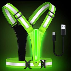 LED Reflective Running Vest with USB Rechargeable Light