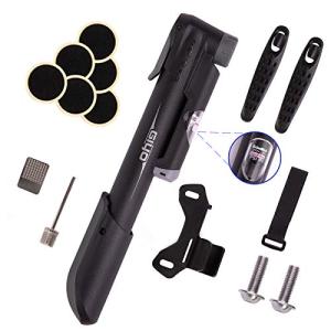 Portable Bike Pump with Pressure Gauge & Repair Kit