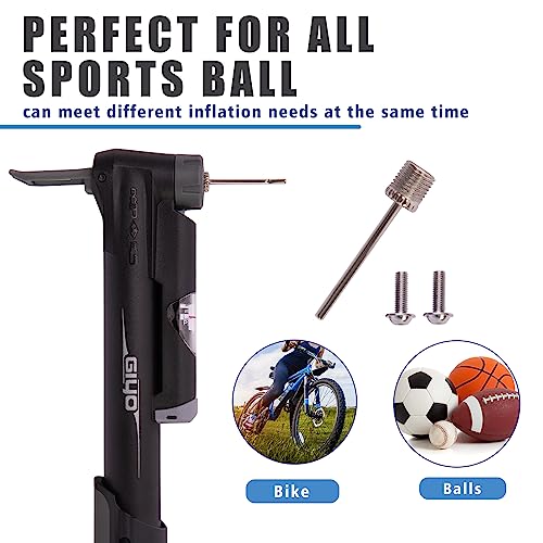 Portable Bike Pump with Pressure Gauge & Repair Kit
