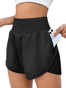 High Waist Women's Athletic Shorts with Zip Pocket