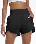 High Waist Women's Athletic Shorts with Zip Pocket