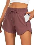 High Waist Women's Running Shorts with Zipper Pockets