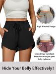 High Waist Women's Running Shorts with Zipper Pockets