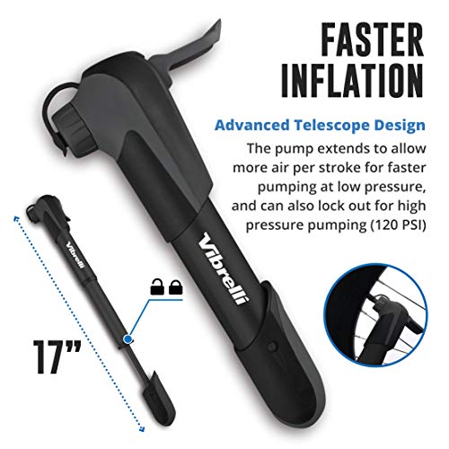 Compact Bike Pump & Puncture Repair Kit - Dual Valve Compatible