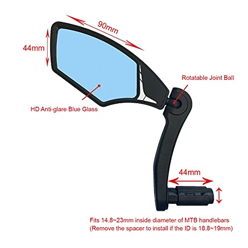 Hafny Bike Mirror - HD Glass Lens, Adjustable