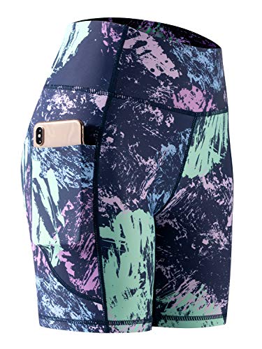 High-Waisted Compression Bike Shorts with Pockets - Pink