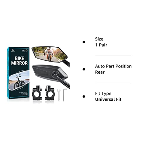MAGICYCLE Handlebar Bike Mirrors - HD Glass, Safe Angle