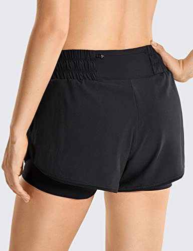 CRZ YOGA Women's 2-in-1 Workout Shorts Black