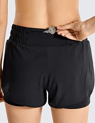CRZ YOGA Women's 2-in-1 Workout Shorts Black