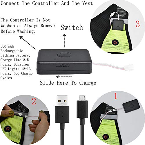LED Reflective Cycling Safety Vest - Adjustable & USB Rechargeable