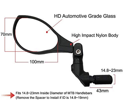 Hafny Bar End Bike Mirror with HD Glass