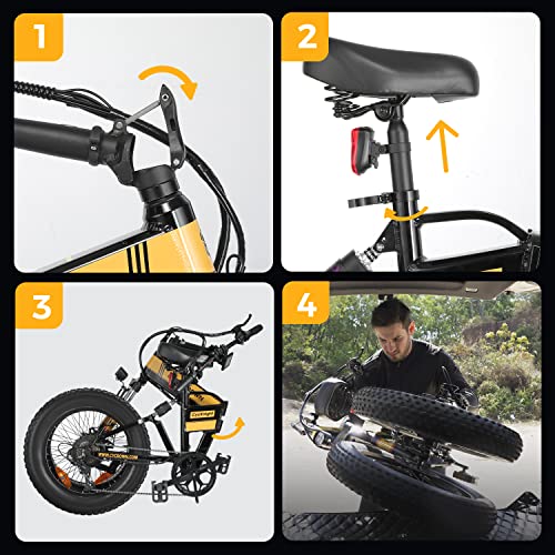 Foldable Electric Beach/Mountain Bike, 2XFaster Charge, 500W Motor