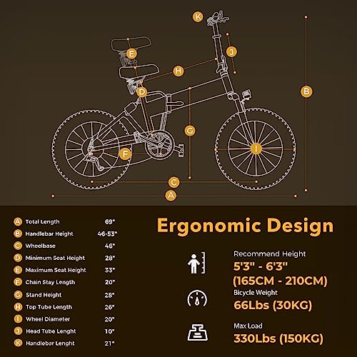 Foldable Electric Beach/Mountain Bike, 2XFaster Charge, 500W Motor