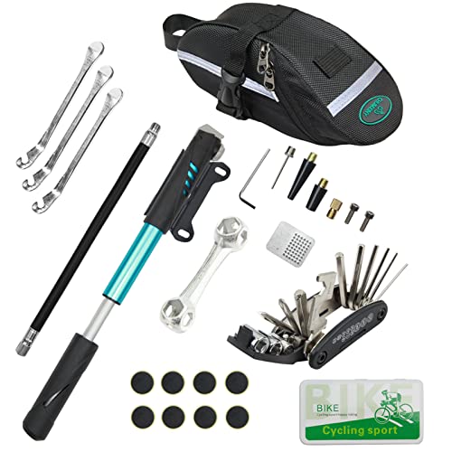 Cycling Repair Kit with 16-in-1 Tool & Mini Pump