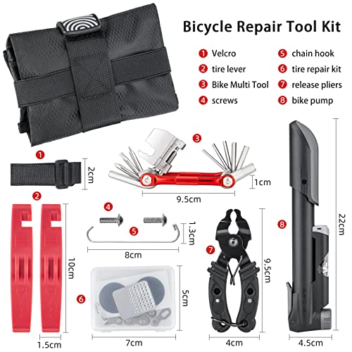Bike Repair Kit with Pump and Bag