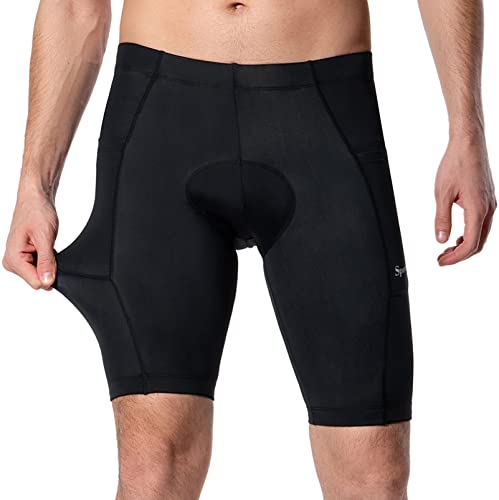 Men's Padded Cycling Shorts with Pockets, Black