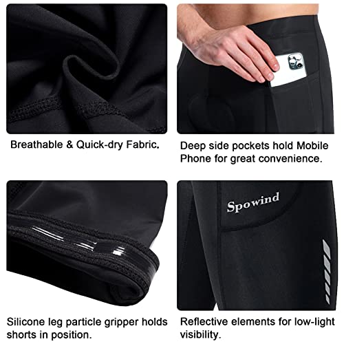 Men's Padded Cycling Shorts with Pockets, Black