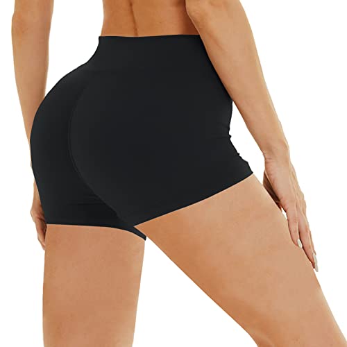 High-Waisted Black Biker Shorts for Women's Cycling