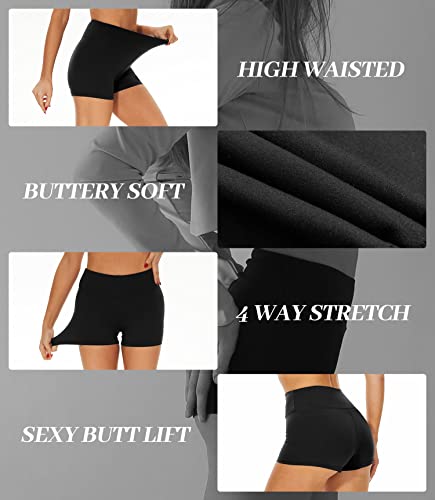 High-Waisted Black Biker Shorts for Women's Cycling